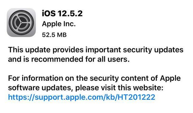 向阳苹果手机维修分享iOS12.5.2发布，建议所有老苹果用户安装 