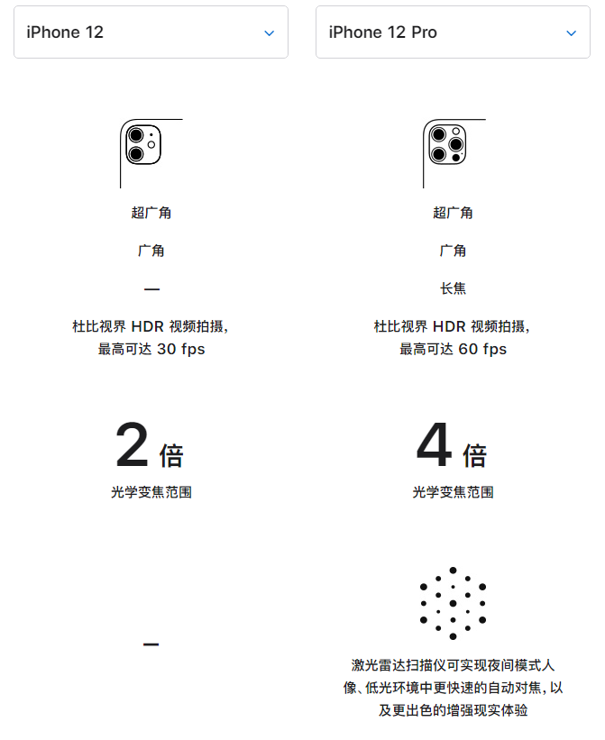 向阳苹果手机维修分享苹果 iPhone 12 与 iPhone 12 Pro 选哪款 
